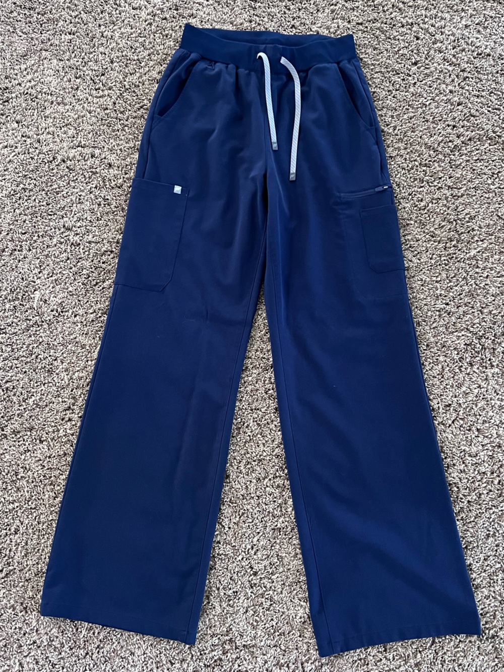 Fabletics High-Rise Wide Leg Scrub Pant Medium Tall Navy Like New Condition